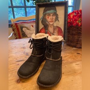 UGG black suede with sheepskin interior boot